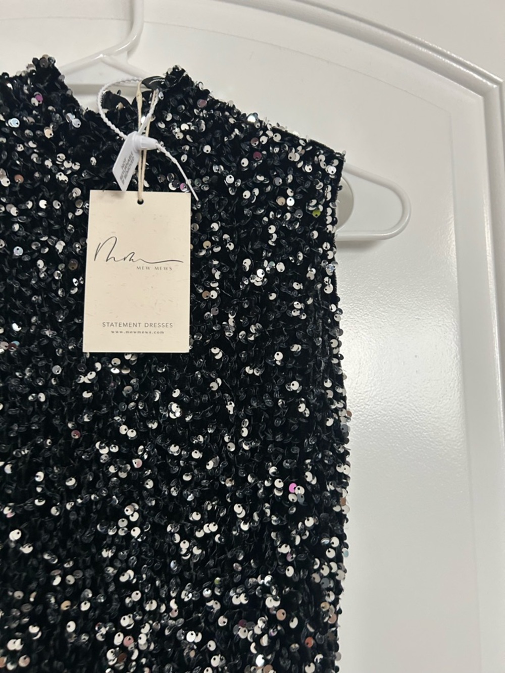 Mew Mews Sequin Sparkling Sleeveless Mini Dress Size M NWT Chic Wedding 90s Glam - Picture 7 of 14